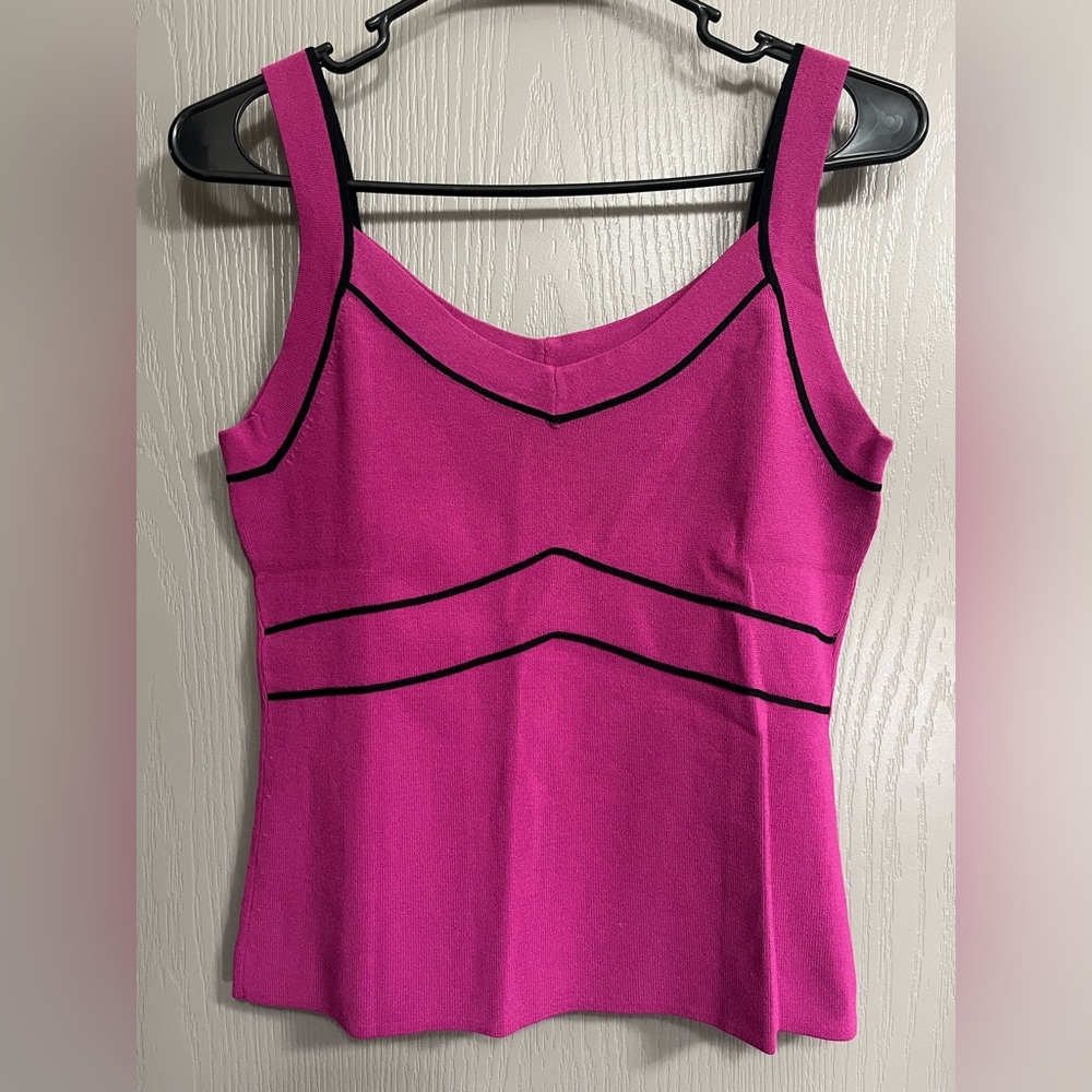 Cable & Gauge Fuchsia Sleeveless Top with Black Accents